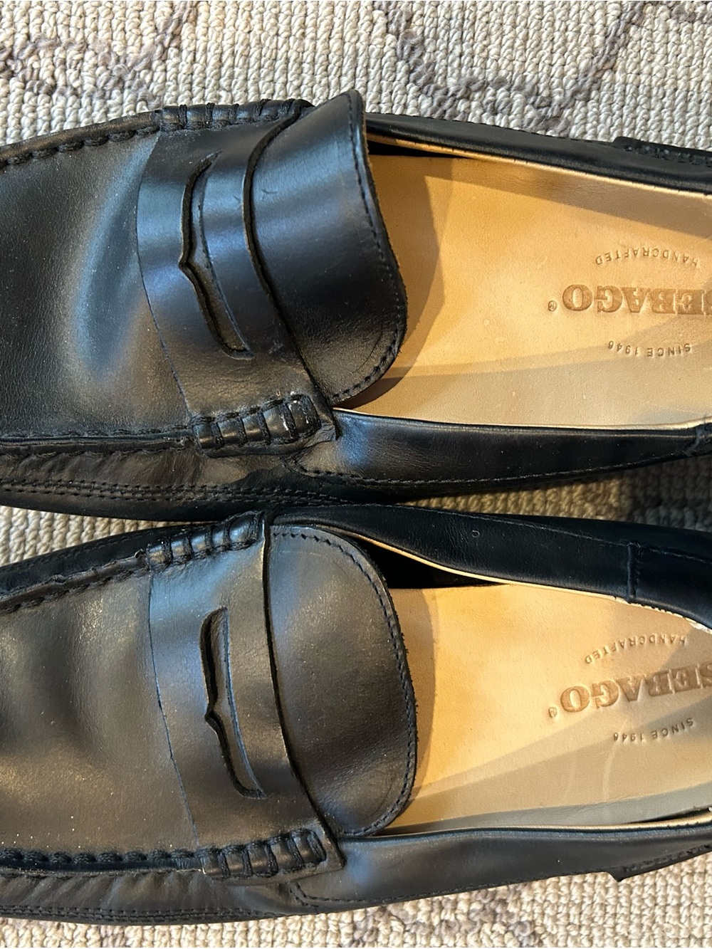Salvatore Ferragamo Black Leather Penny Loafers with Tan Insole